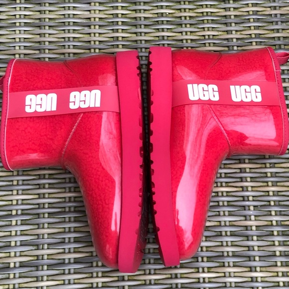 UGG Boots Pink Red PVC 9 Waterproof NEW - Picture 7 of 12
